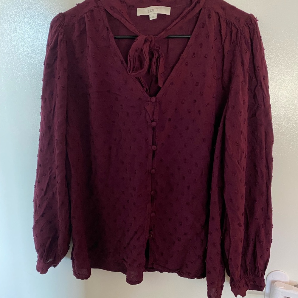 Womens button down blouse with tie size medium from Loft